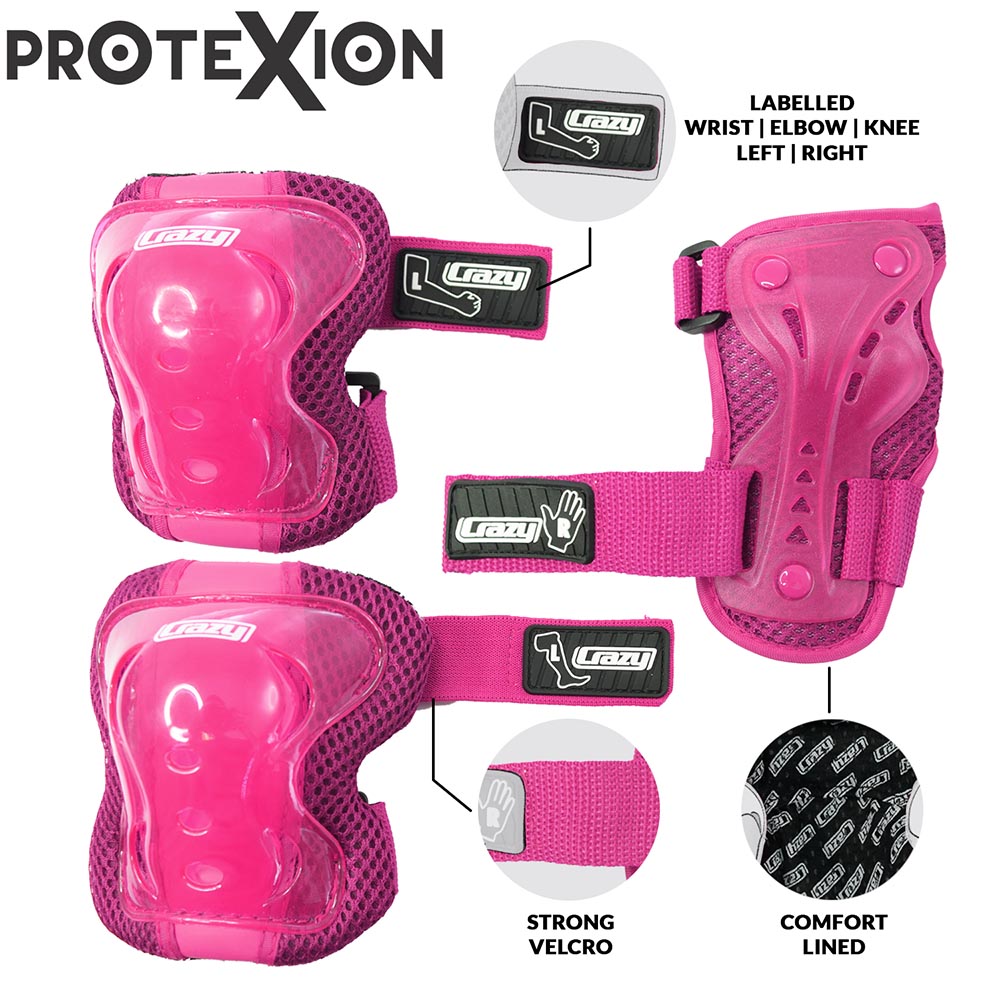 Includes Knee Crazy Skates Protexion Protective Gear Set for Kids Elbow and Wrist Pads